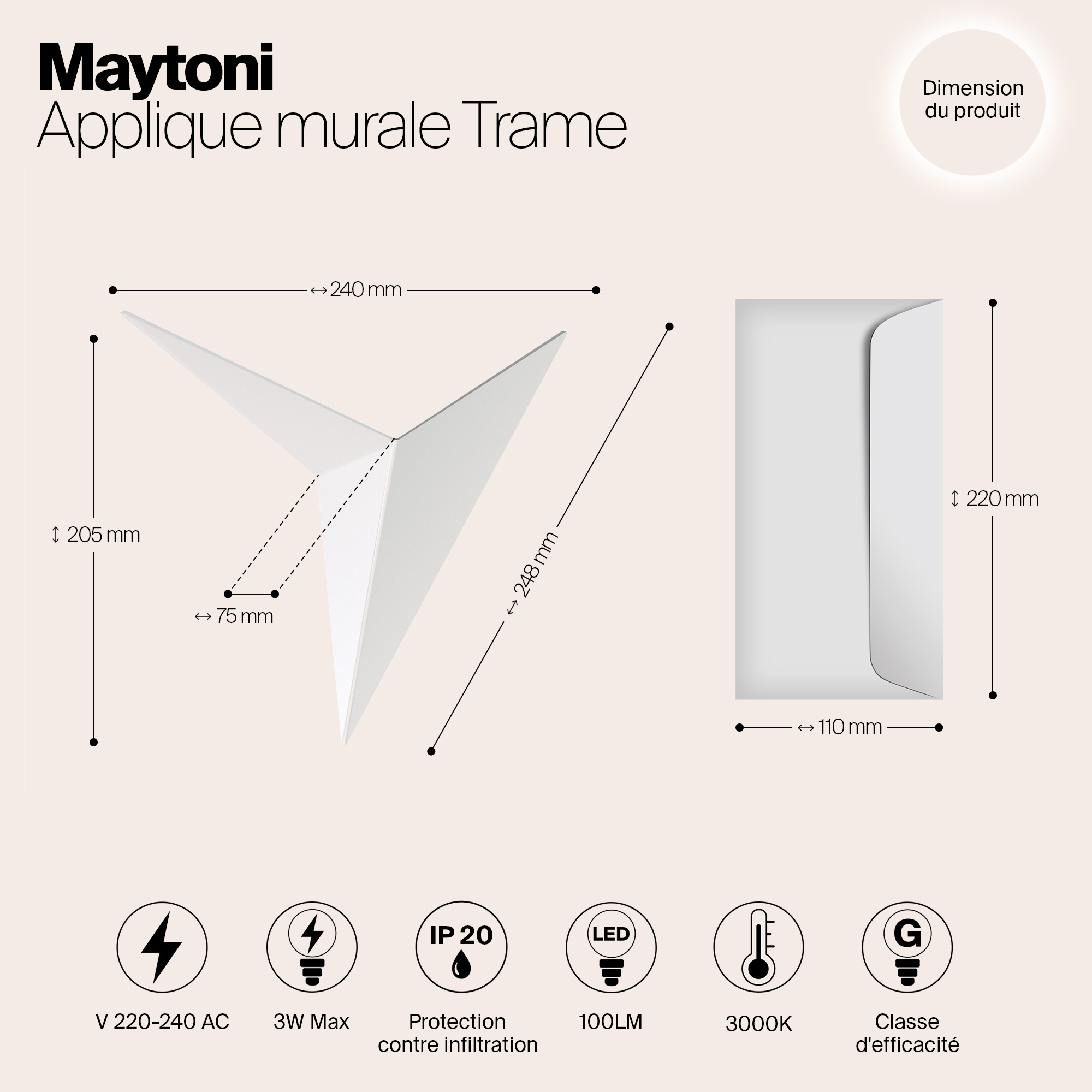 Картинка Настенный светодиодный светильник Maytoni Trame C808WL-L3W