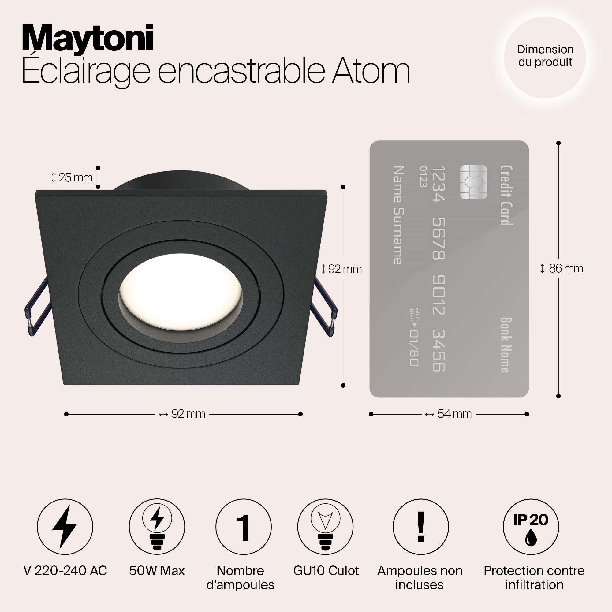 Картинка Встраиваемый светильник Maytoni Atom DL024-2-01B