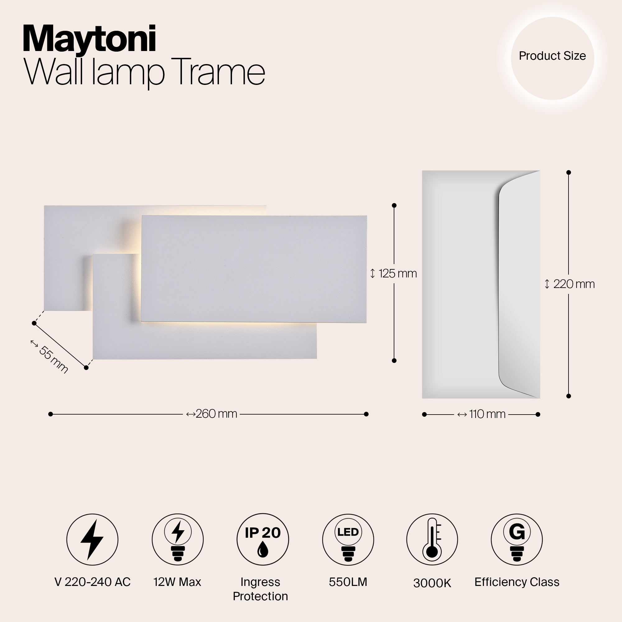 Картинка Настенный светодиодный светильник Maytoni Trame C804WL-L12W