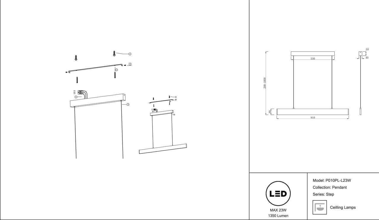 Картинка Подвесной светодиодный светильник Maytoni Step P010PL-L23W