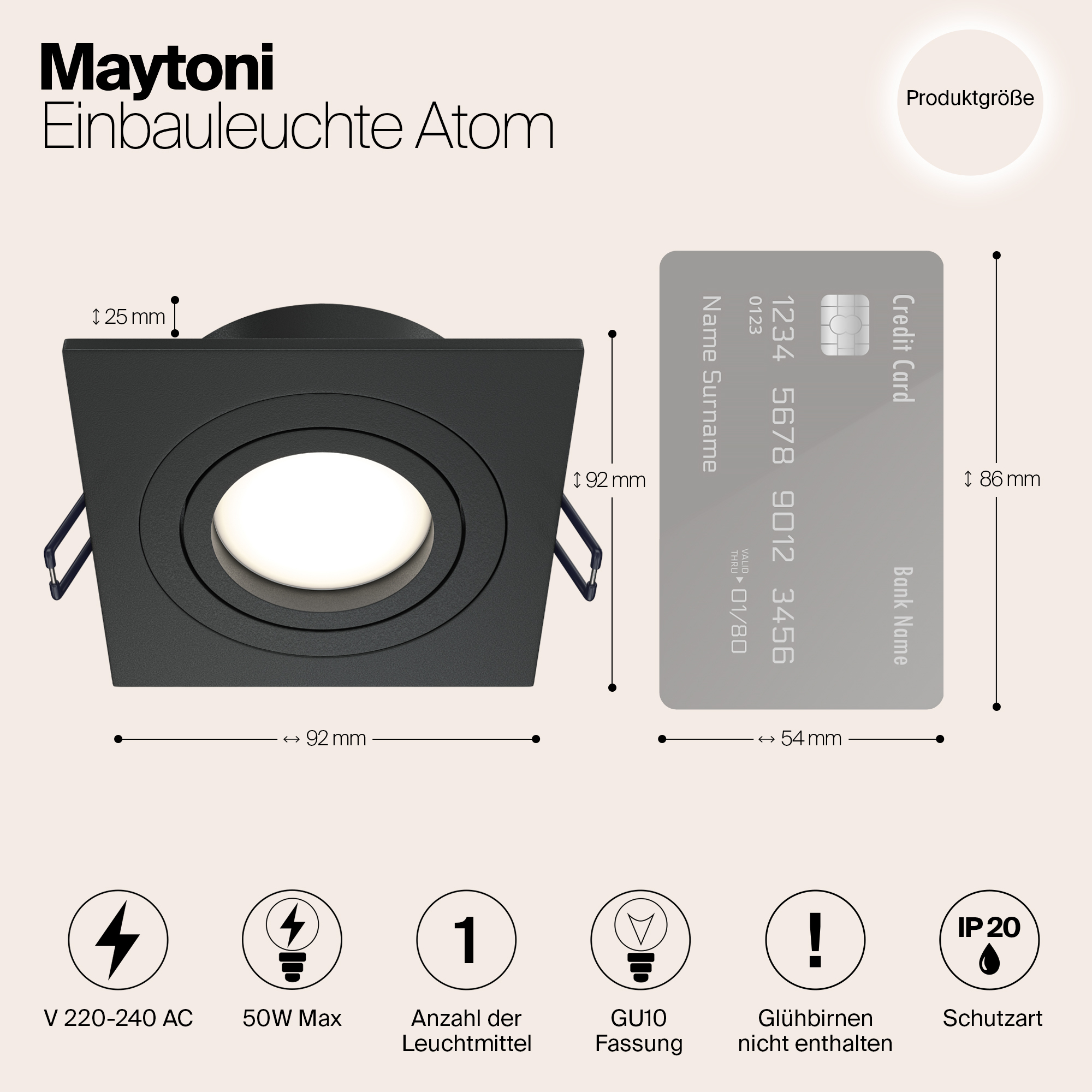 Картинка Встраиваемый светильник Maytoni Atom DL024-2-01B