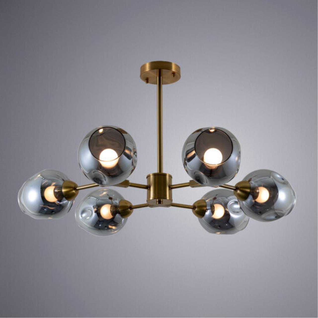 Картинка Потолочная люстра Arte Lamp Yuka Smoky A7759PL-6PB