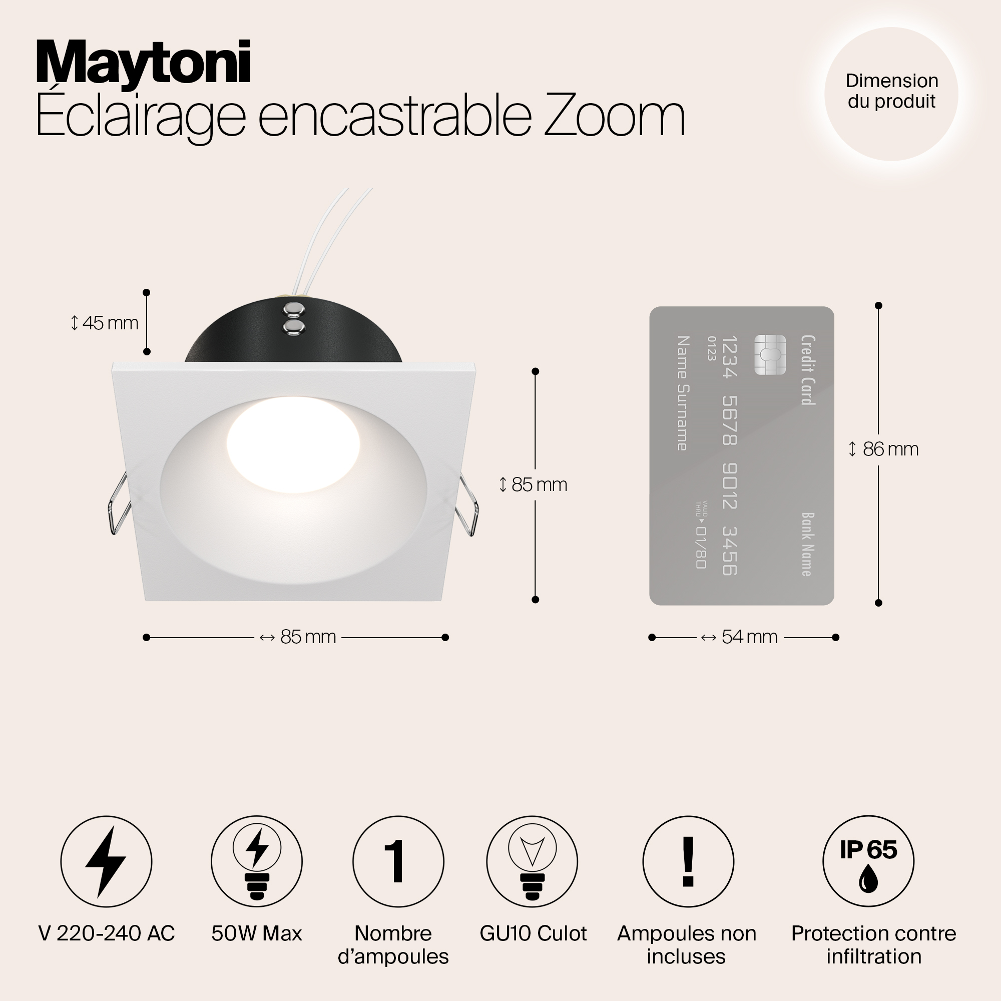 Картинка Встраиваемый светильник Maytoni Zoom DL033-2-01W