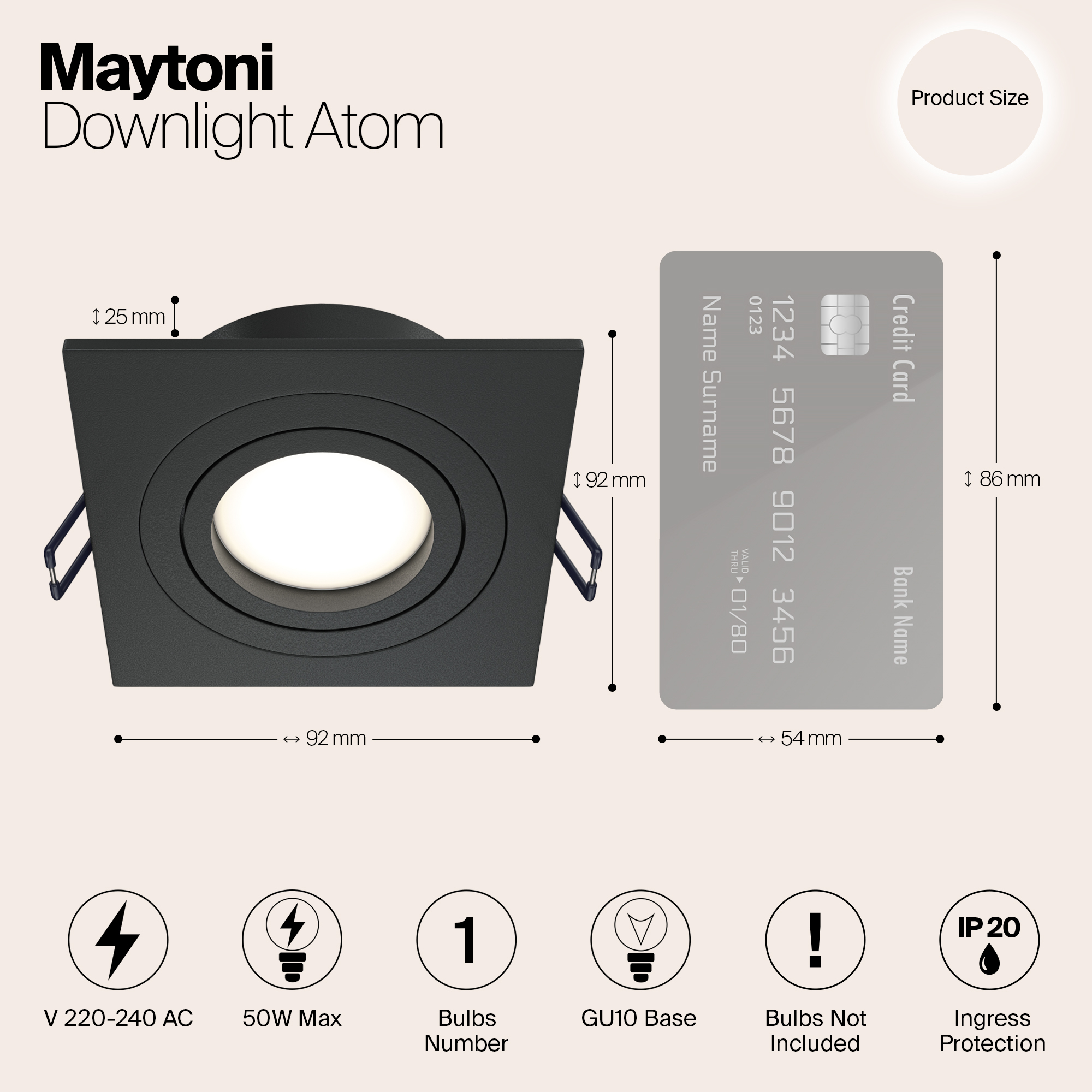Картинка Встраиваемый светильник Maytoni Atom DL024-2-01B
