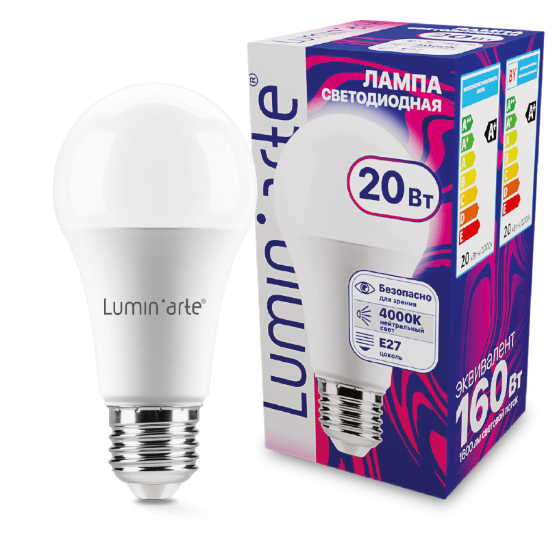 Картинка Светодиодная лампа Wolta LSTD-A60-20W4KE27