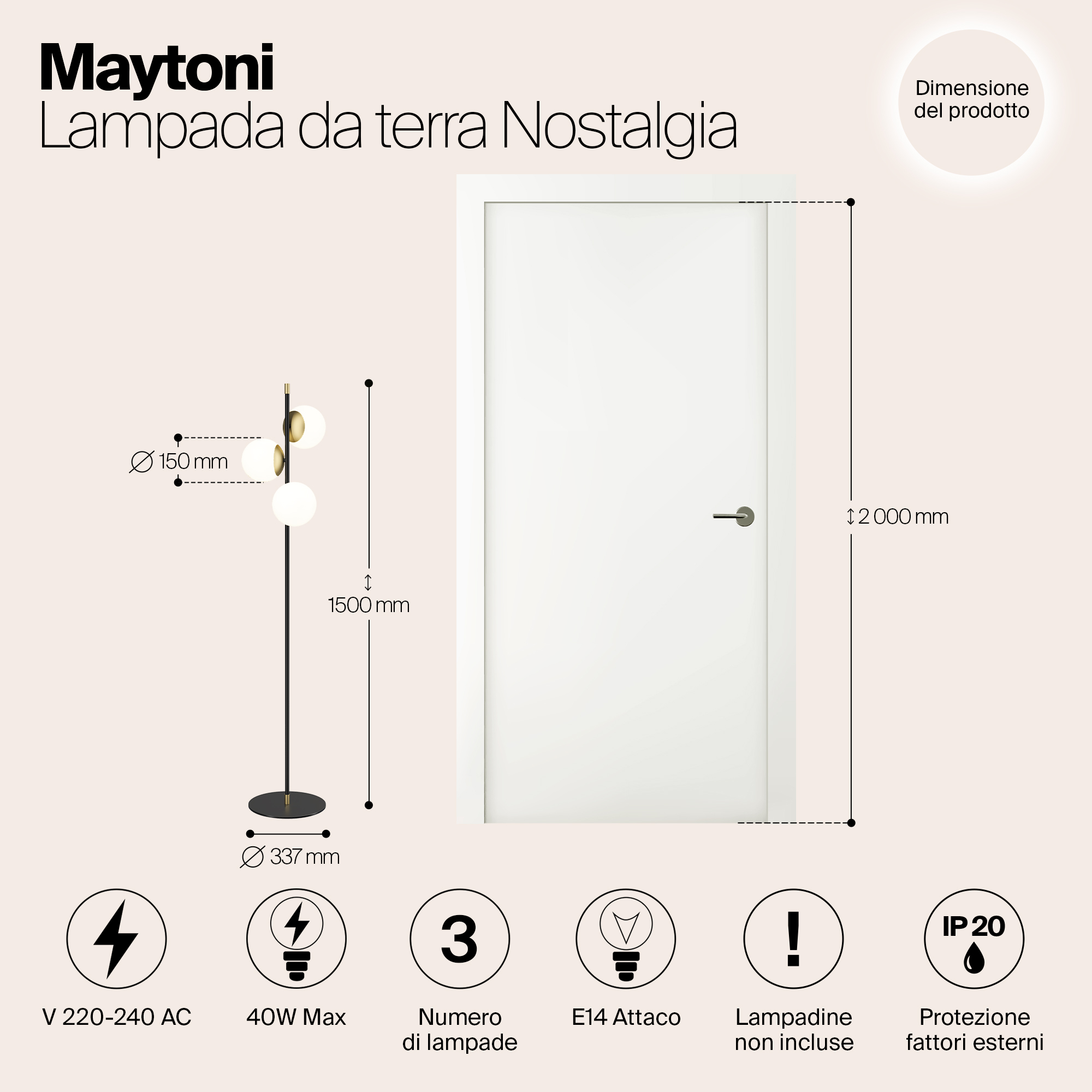 Картинка Торшер Maytoni MOD048FL-03G