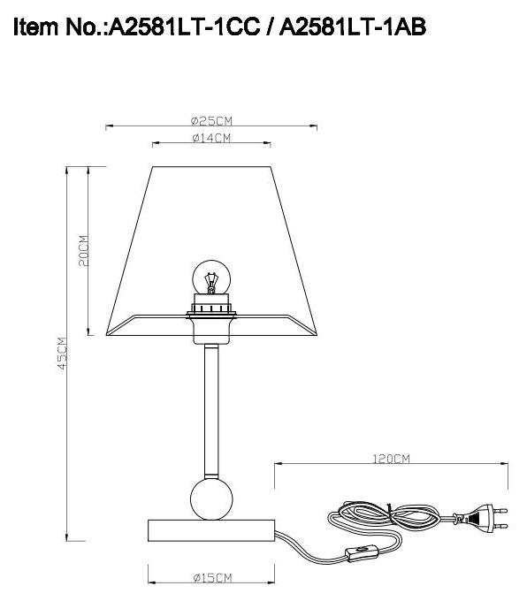 Картинка Настольная лампа Arte Lamp Elba A2581LT-1AB