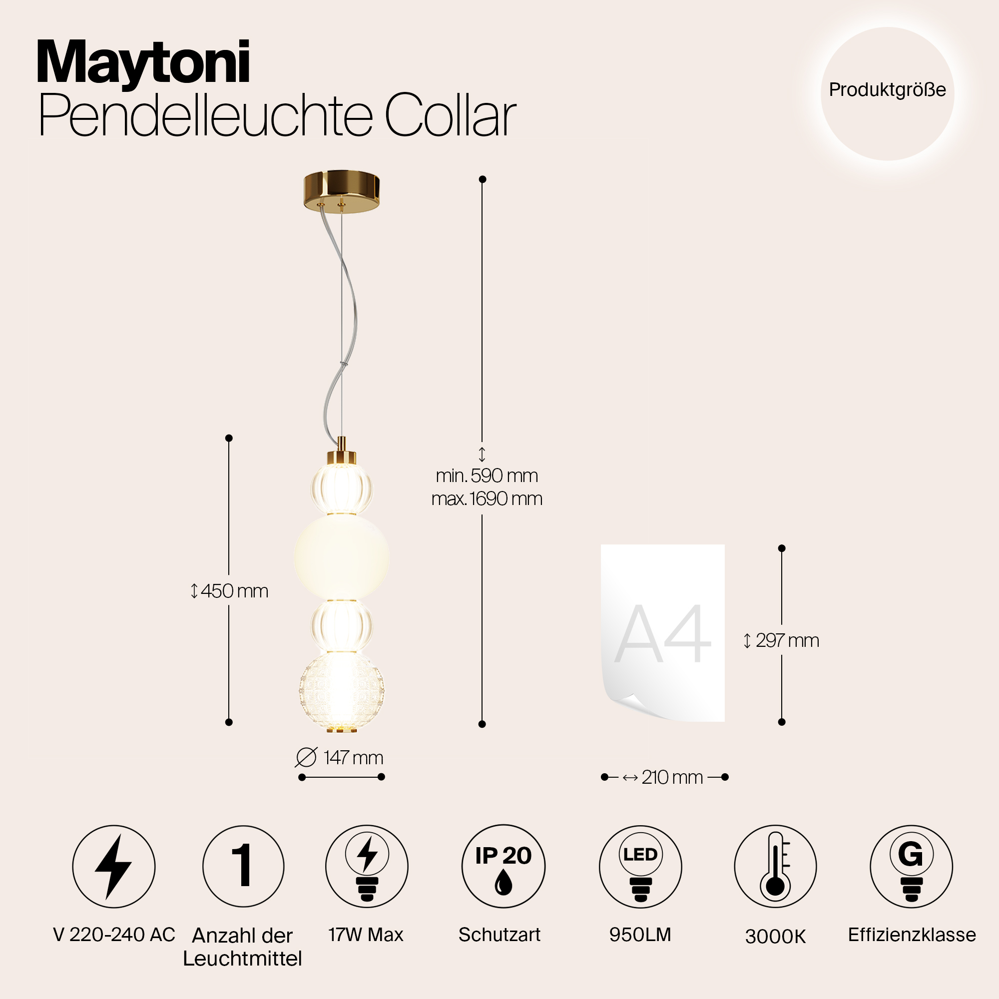 Картинка Подвесной светильник Maytoni P069PL-L17G3K