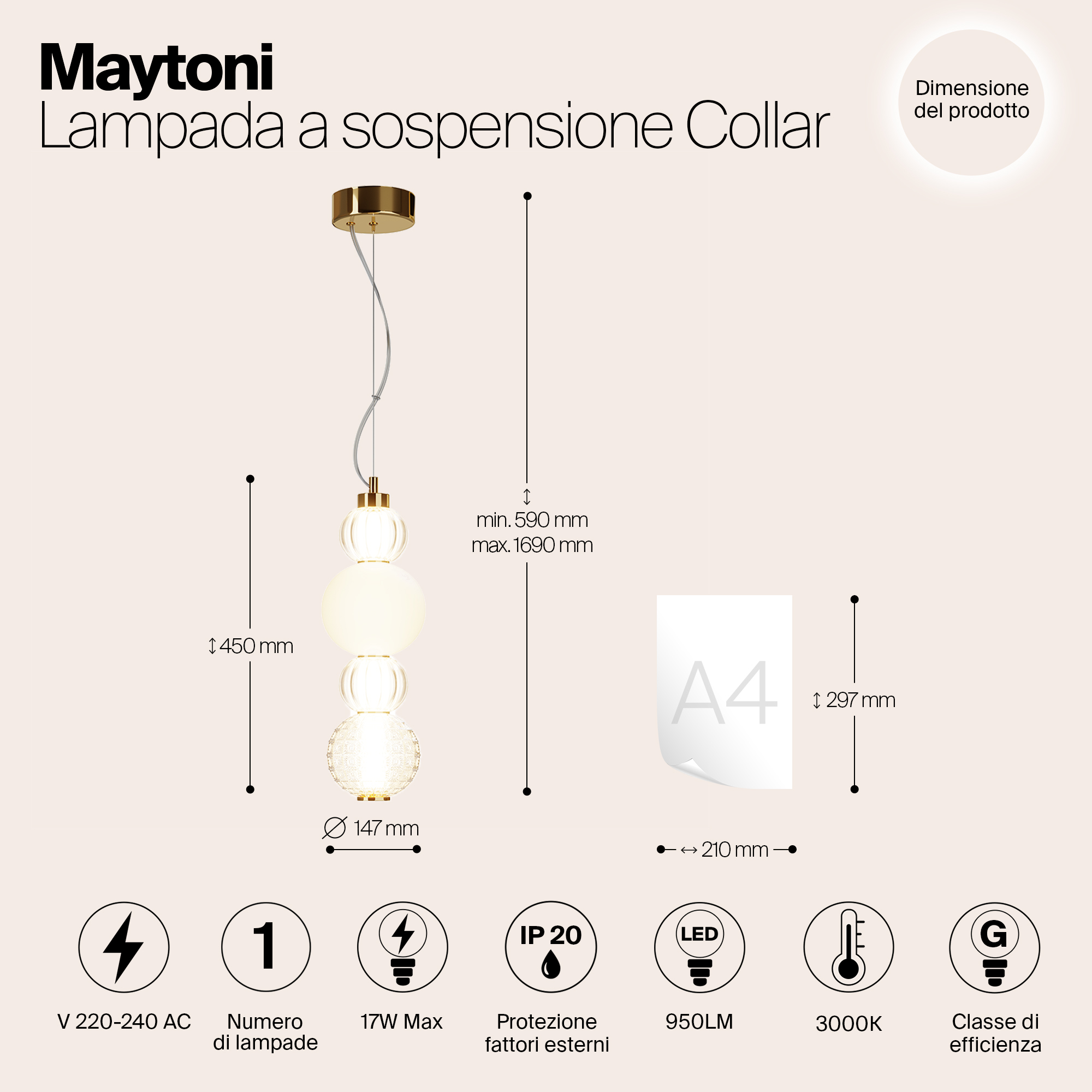 Картинка Подвесной светильник Maytoni P069PL-L17G3K