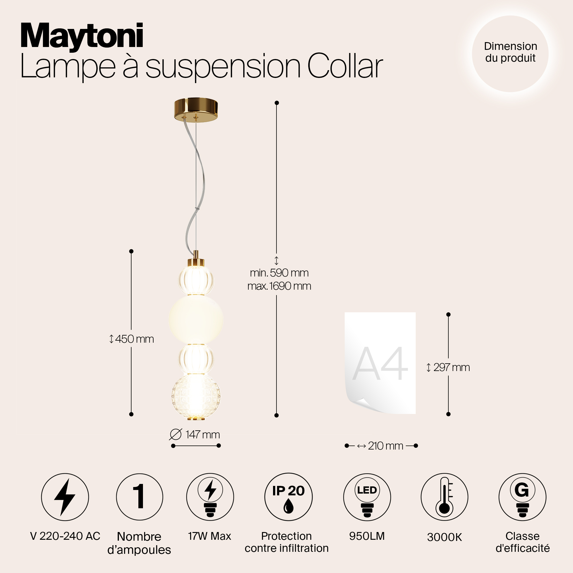 Картинка Подвесной светильник Maytoni P069PL-L17G3K