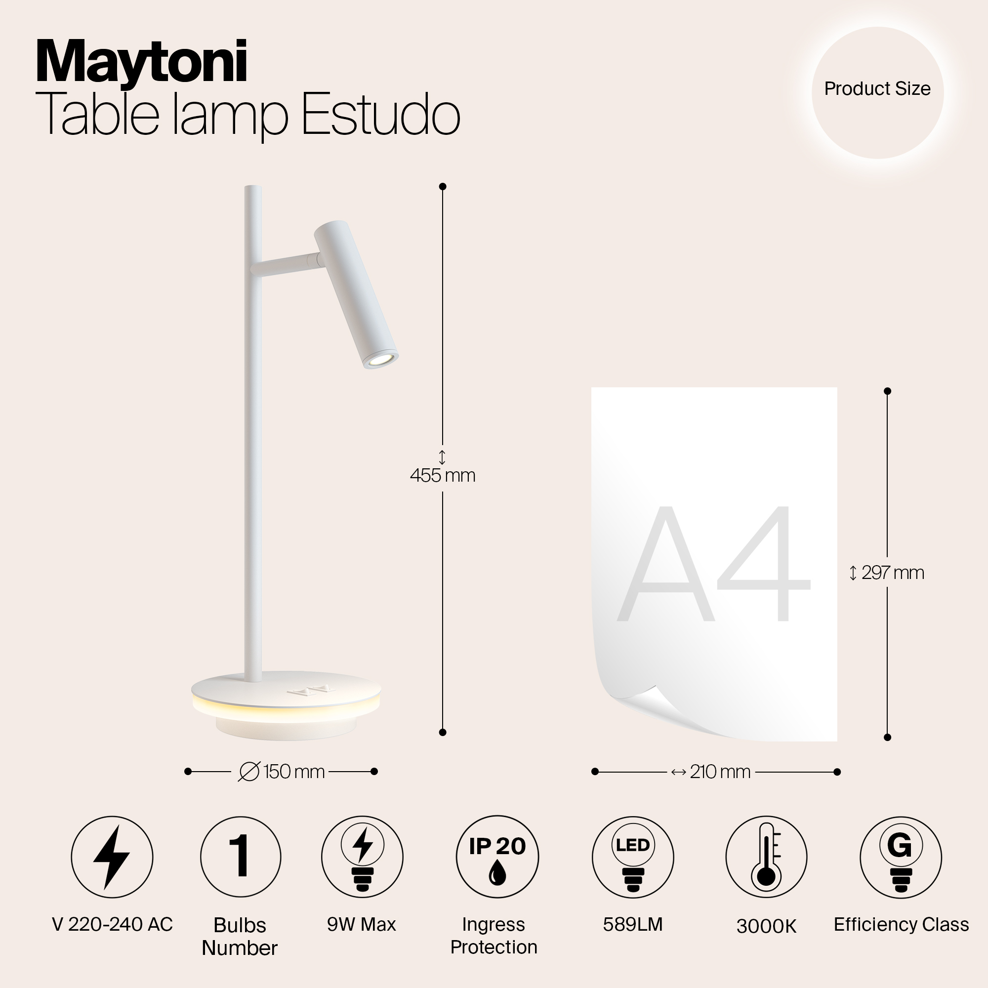 Картинка Настольная лампа Maytoni Estudo Z010TL-L8W3K