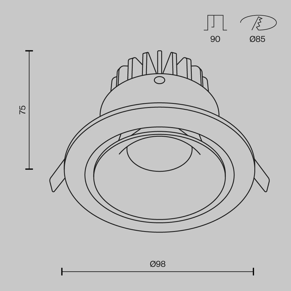 Картинка Встраиваемый светильник Technical DL031-L12W3K-D-B