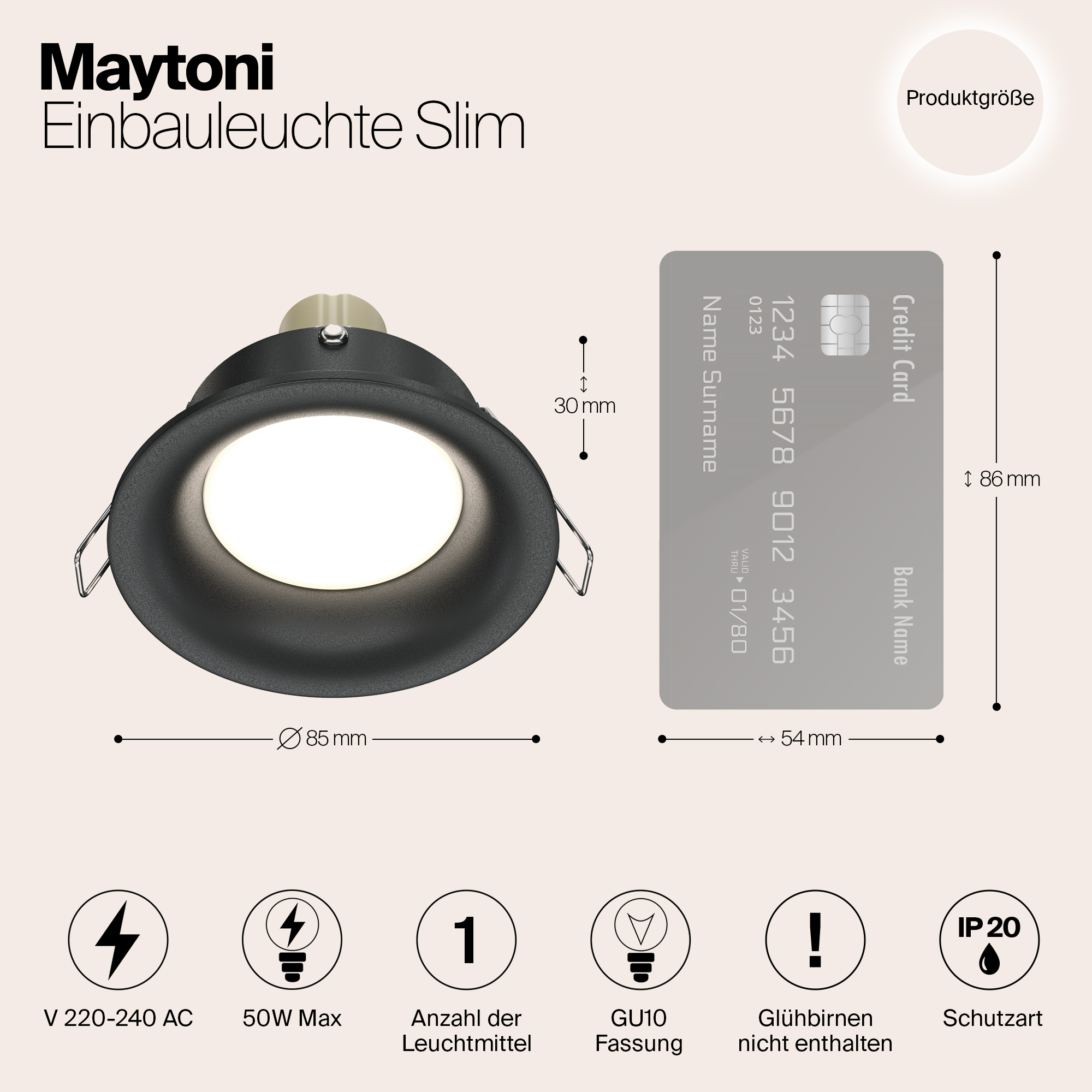 Картинка Встраиваемый светильник Maytoni Slim DL027-2-01B