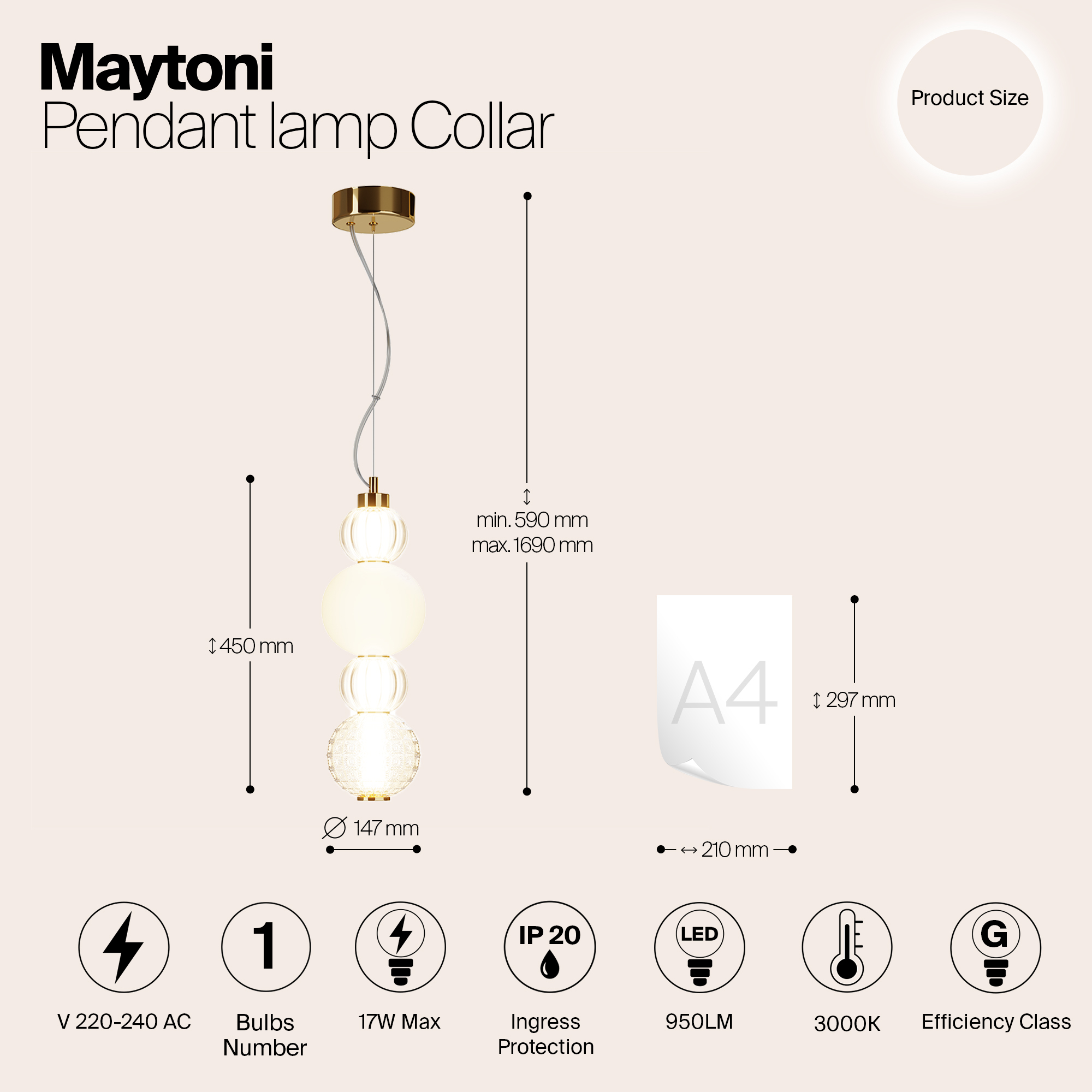 Картинка Подвесной светильник Maytoni P069PL-L17G3K