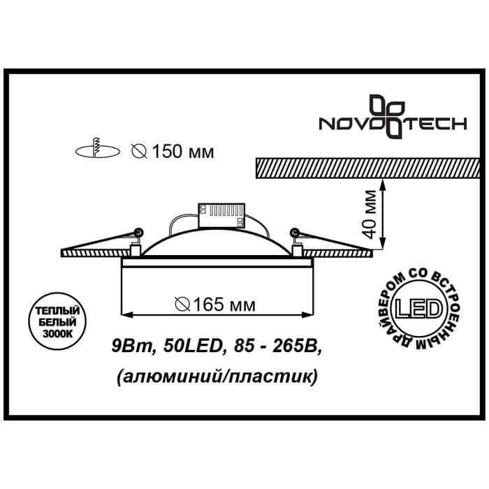 Картинка Встраиваемый светодиодный светильник Novotech Gesso 357360