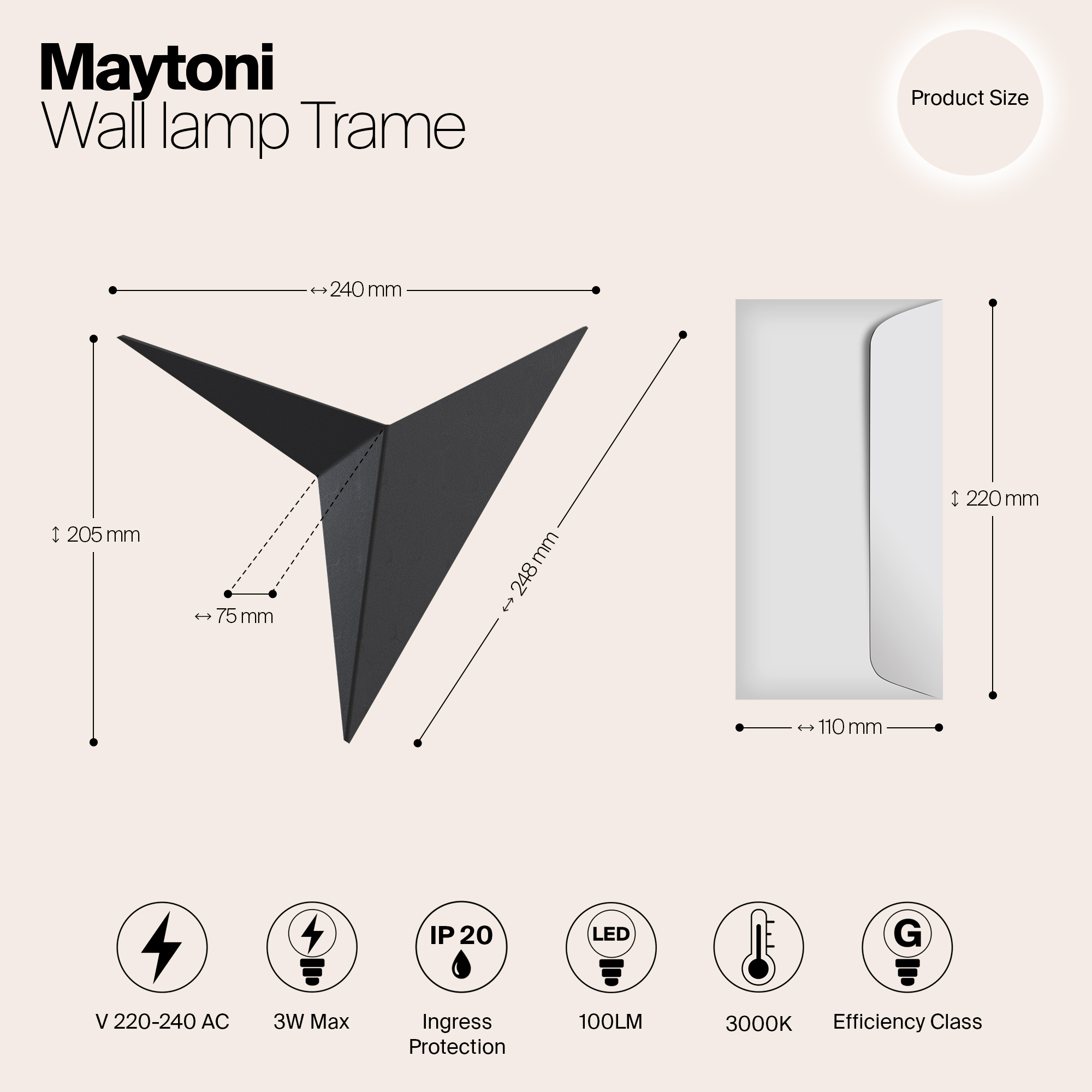 Картинка Настенный светодиодный светильник Maytoni Trame C808WL-L3B
