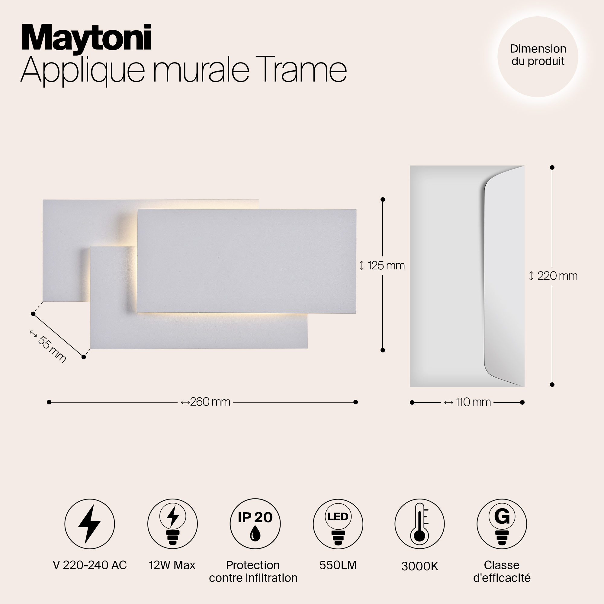Картинка Настенный светодиодный светильник Maytoni Trame C804WL-L12W
