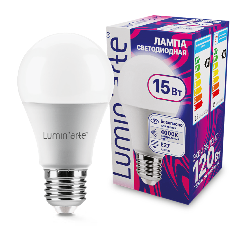 Картинка Светодиодная лампа Wolta LSTD-A60-15W4KE27