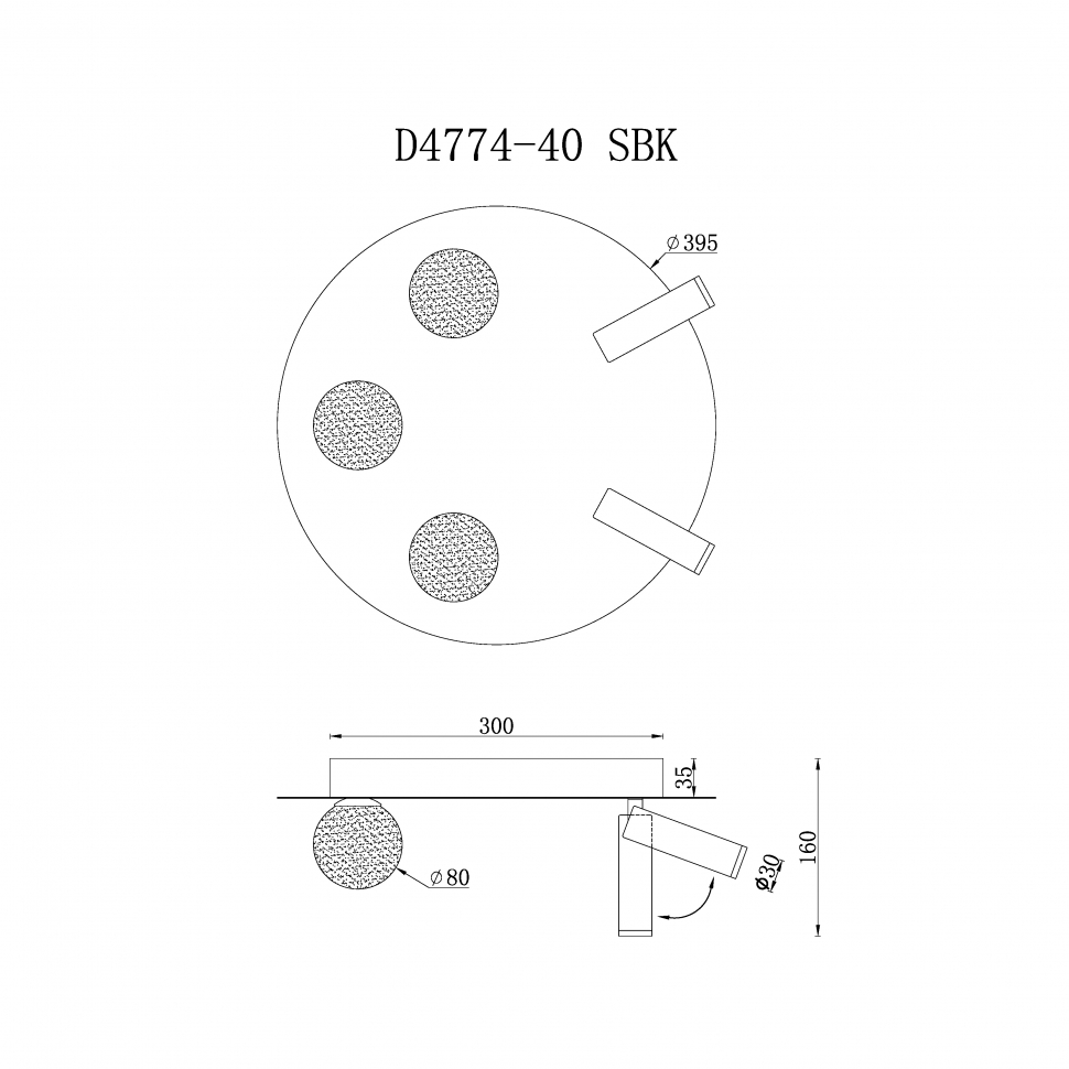 Картинка Светильник потолочный iLedex Telescope iLedex D4774-40 SBK