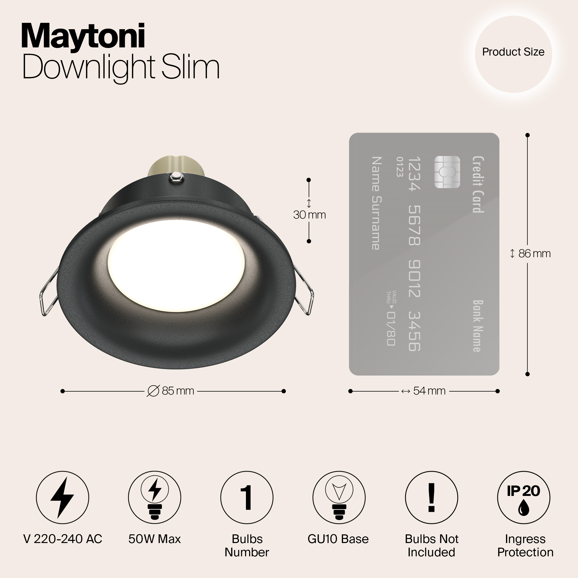 Картинка Встраиваемый светильник Maytoni Slim DL027-2-01B