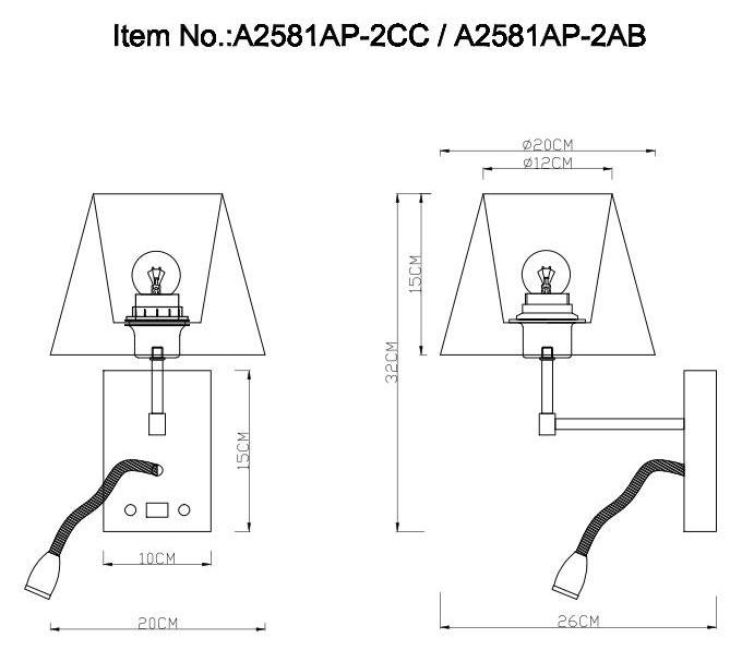 Картинка Бра Arte Lamp Elba A2581AP-2AB