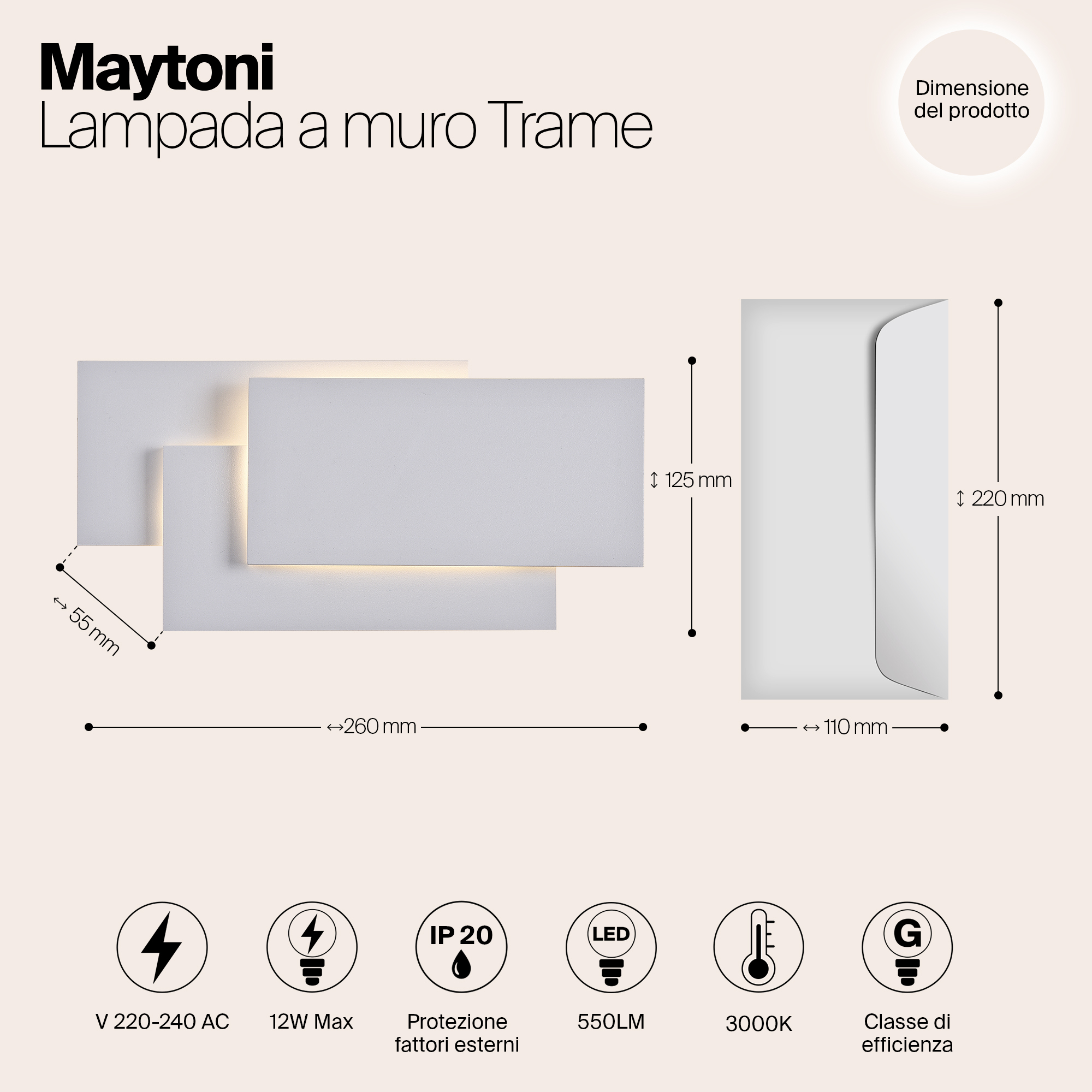 Картинка Настенный светодиодный светильник Maytoni Trame C804WL-L12W