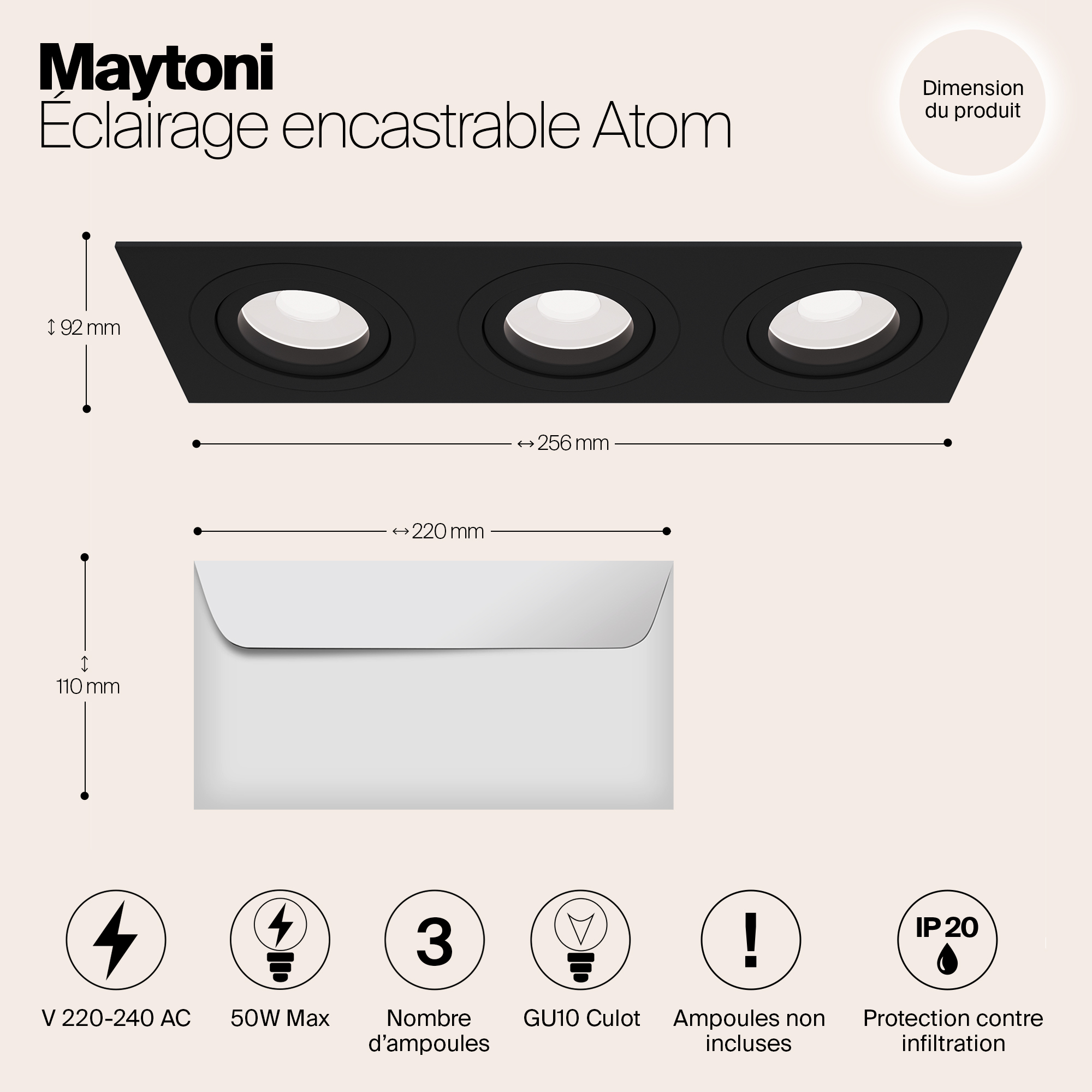 Картинка Встраиваемый светильник Maytoni Atom DL024-2-03B