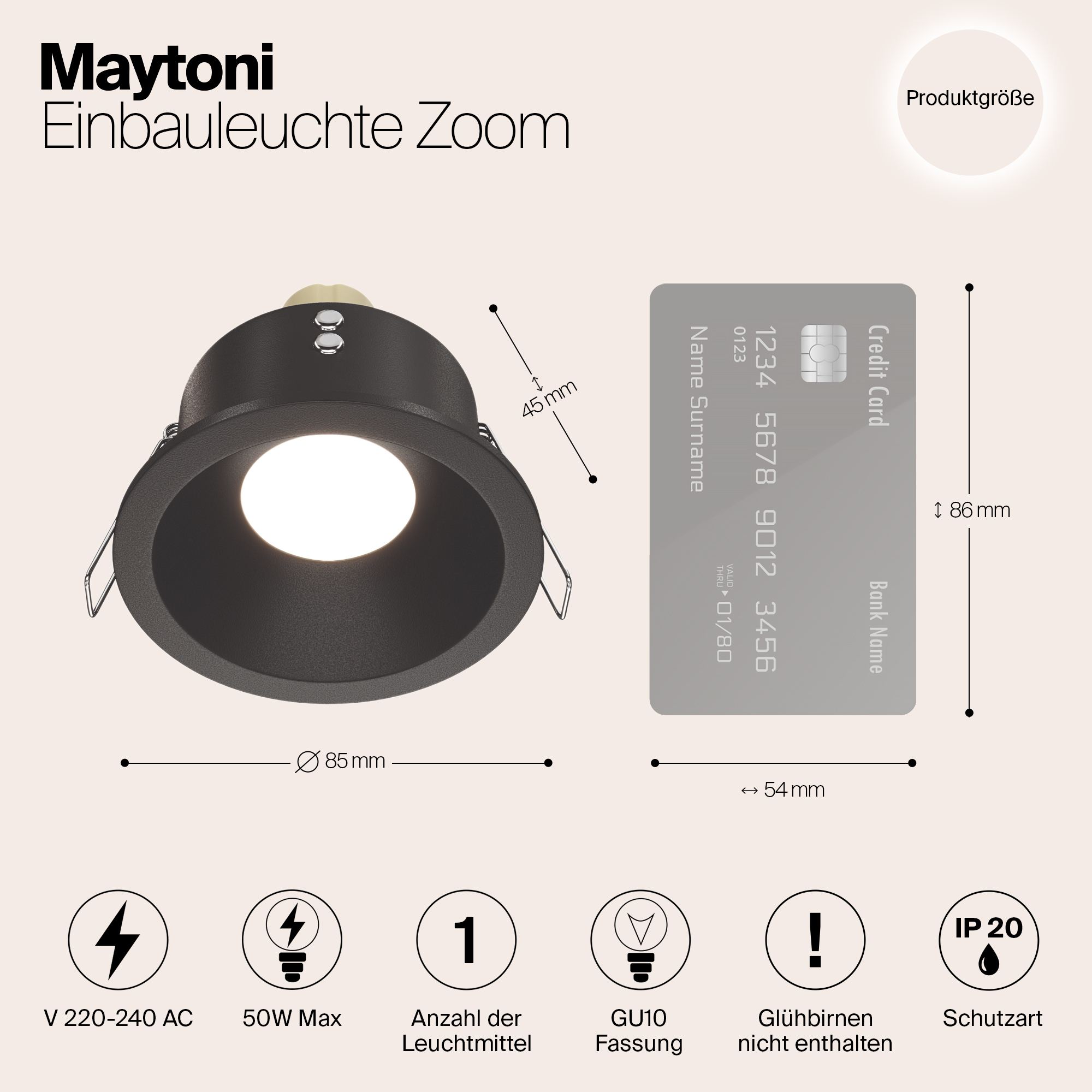 Картинка Встраиваемый светильник Maytoni Zoom DL032-2-01B