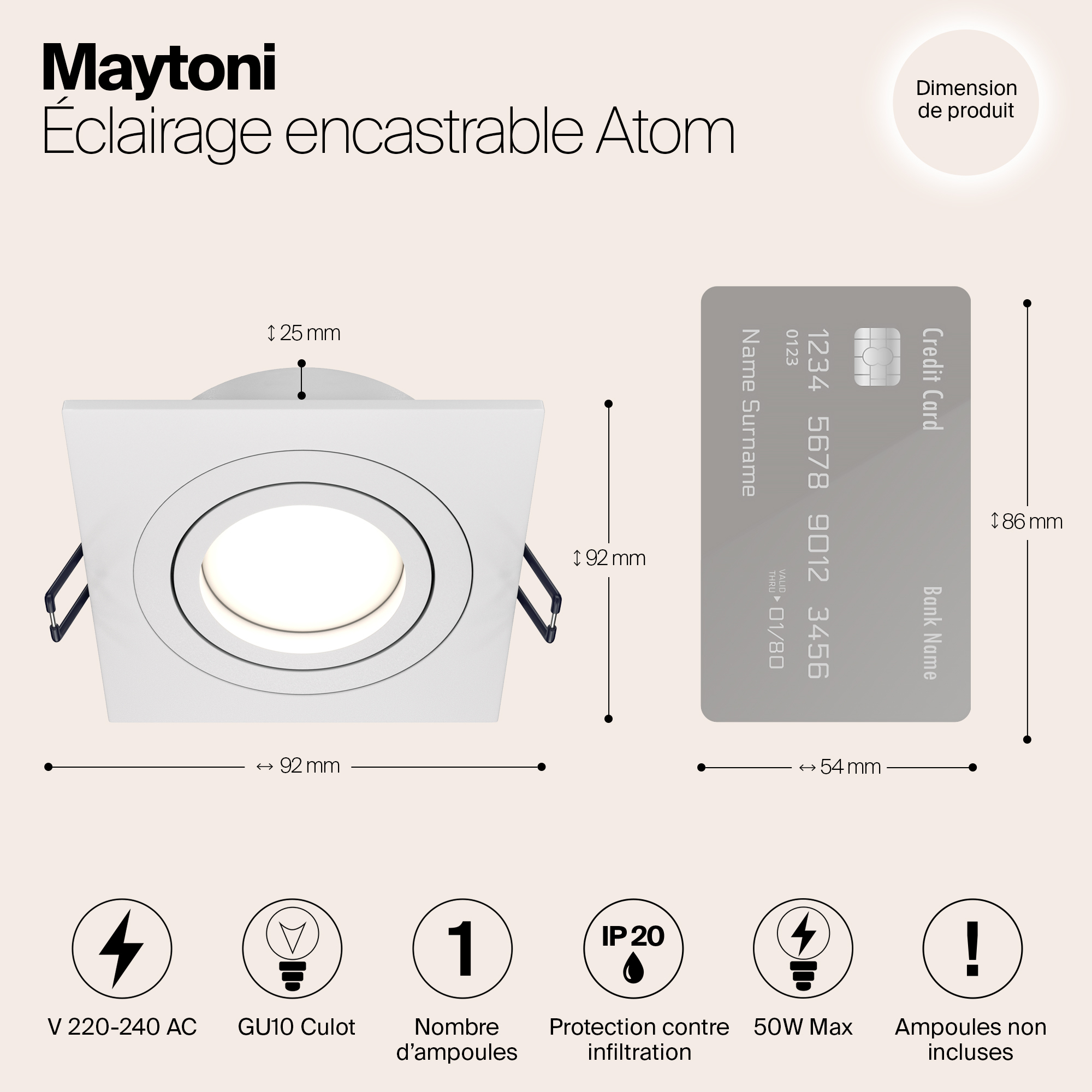 Картинка Встраиваемый светильник Maytoni Atom DL024-2-01W