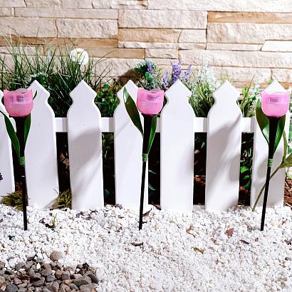 USL-C-451/PT305 PINK TULIP Садовый светильник на солнечной батарее ,Розовый тюльпан,. Белый свет. 1*LR аккумулятор в/к. IP44. TM Uniel.